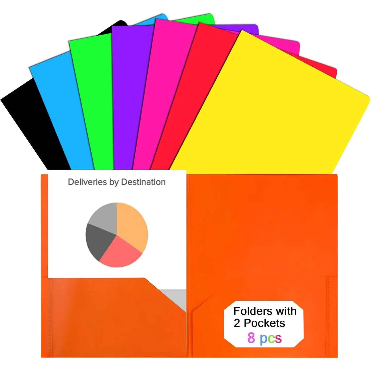 8 count 2 Pockets Plastic Folders, Heavy Duty Plastic Folders with 2 Pockets for School, , and Work Letter Size School Supplies