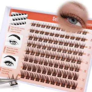 Self-Adhesive False Lashes, Voluminous Lightweight Lash Clusters, No Glue Needed, Pre-Stuck Lashes 8-14mm, Easy Application, 88 Pieces, Eyelashes