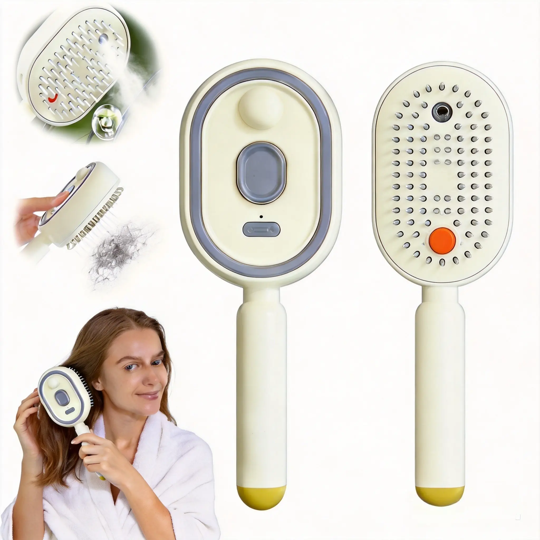 2026 New Electric Steam Brush,Prevent hair tangling,Rechargeable warm mist moisturizing comb with split ends, gently cares for the scalp,Electric steam brush, rechargeable steam straightening iron