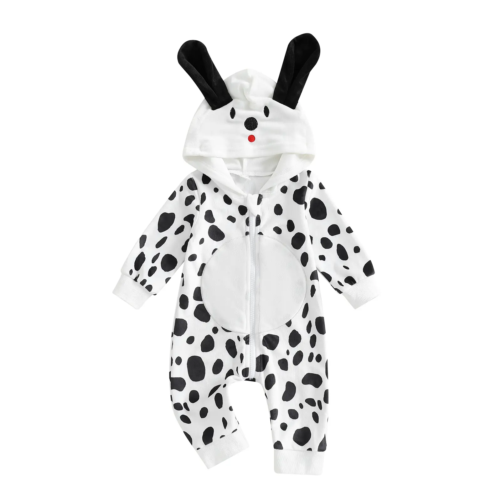 Babamoon Newborn Baby Boy Girl Dalmation Costume Cute Halloween Romper Puppy Onesie Footies Zipper Hooded Sleeper Clothes