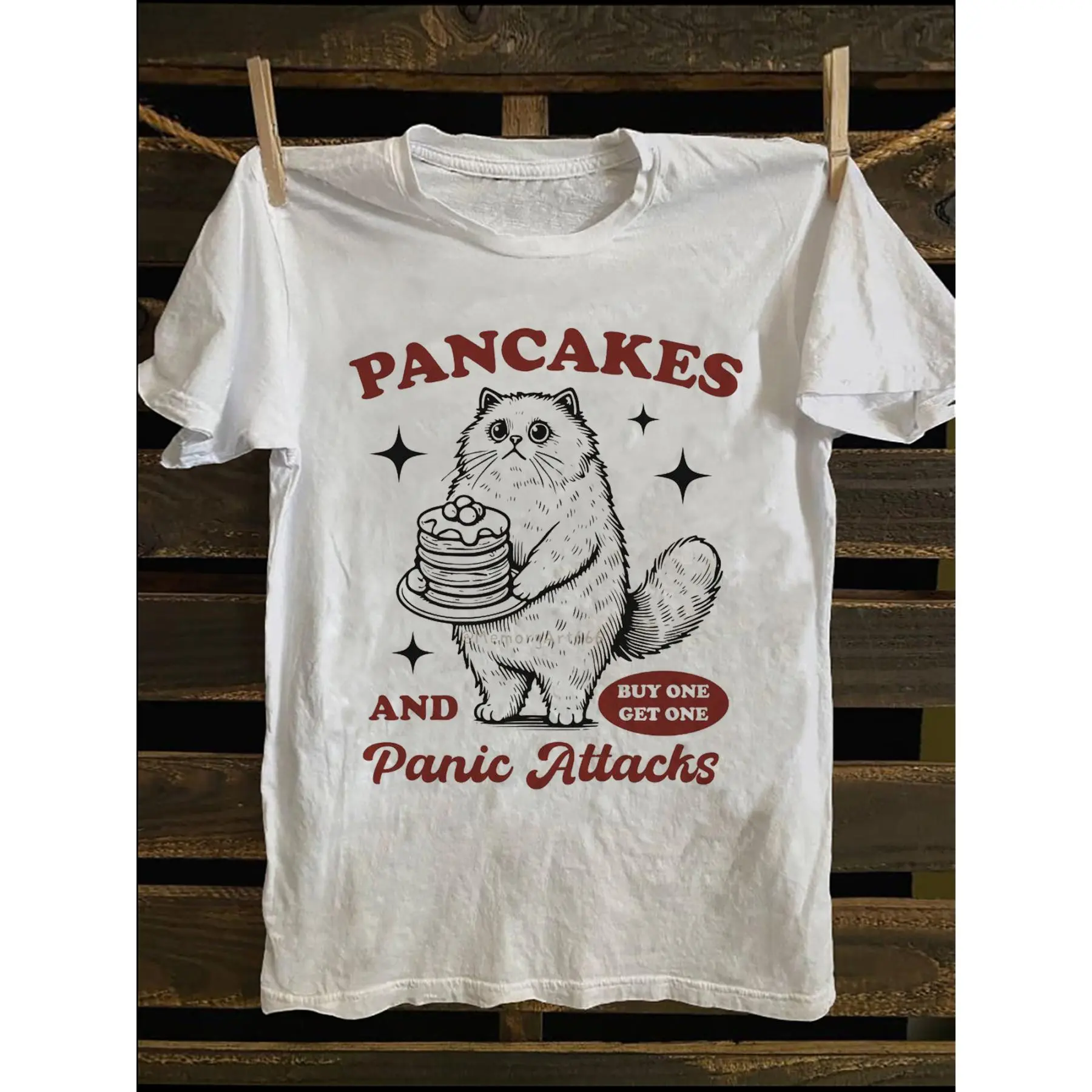 Adorable Cat And Pancake Design on The Front, Featuring a Round Neck And Short Sleeves. Made from Soft And Breathable Material, This Casual Sports-Style T-Shirt for Men Is Perfect for Streetwear. an Ideal Gift for Birthdays Or Holidays