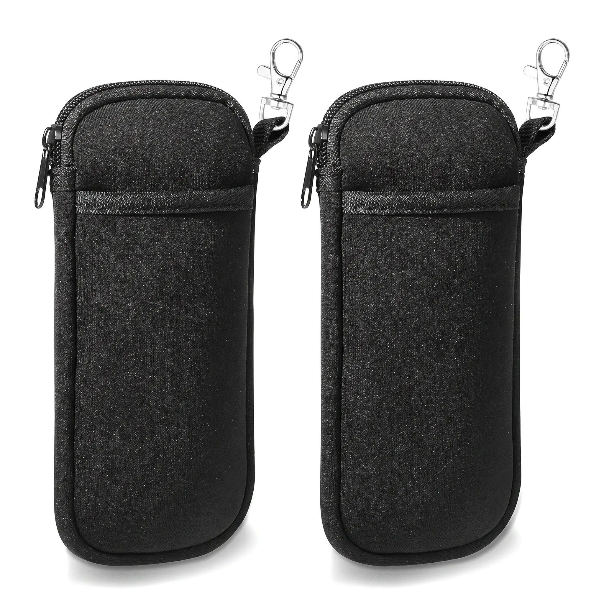 Neoprene Phone Pouch For Daily Carry Zippered Small Cloth Bag Power Bank Case Portable Storage Pouch Dust Cover With ID Slot Vertical Square Business Elite Style