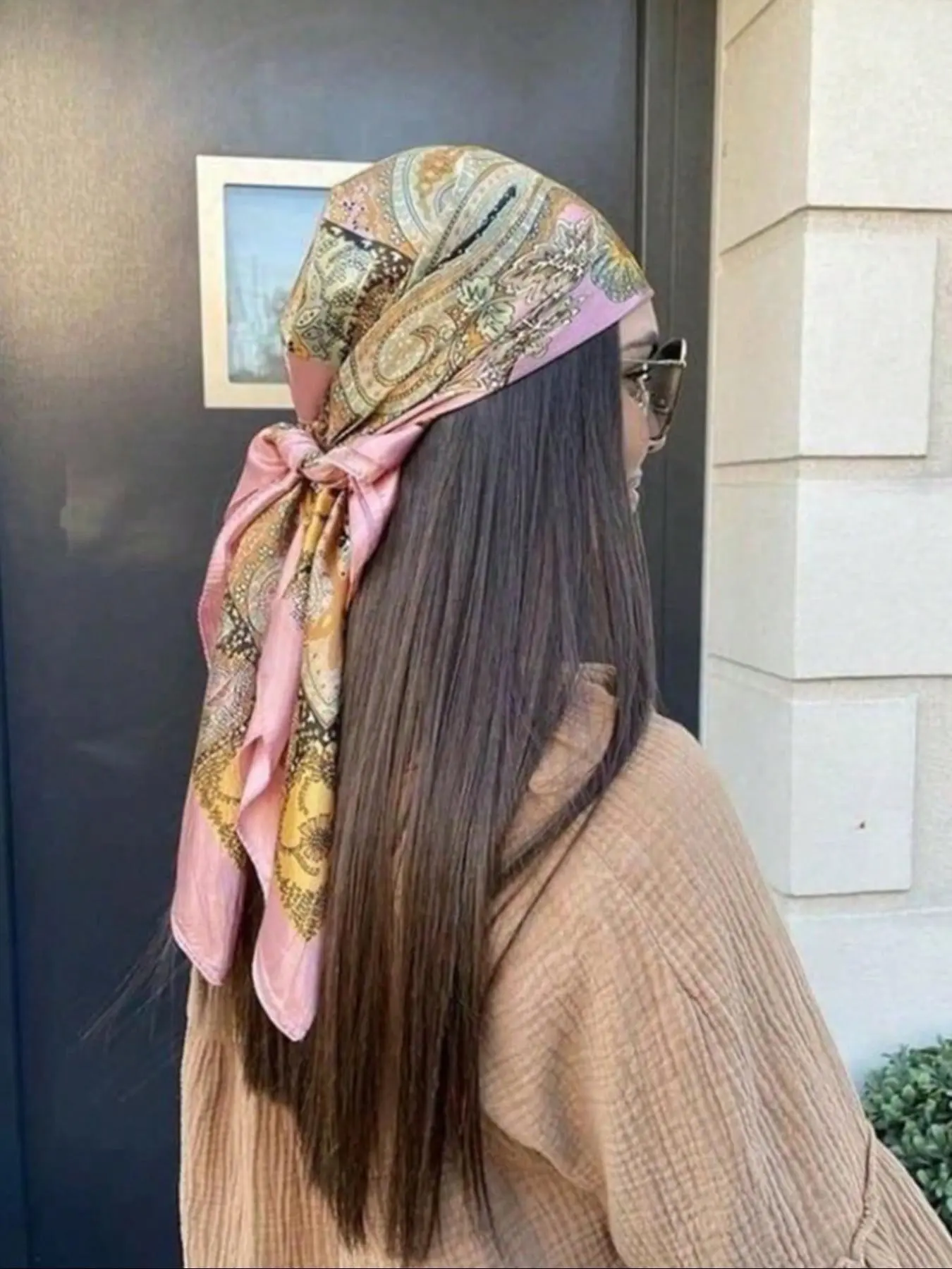 1-7pcs/set 90x90cm Large Square Silk-Like Headscarves, Casual Fitted Hair Bandanas for All Seasons, Fashionable Daily Wear Accessories, Square Head Scarf
