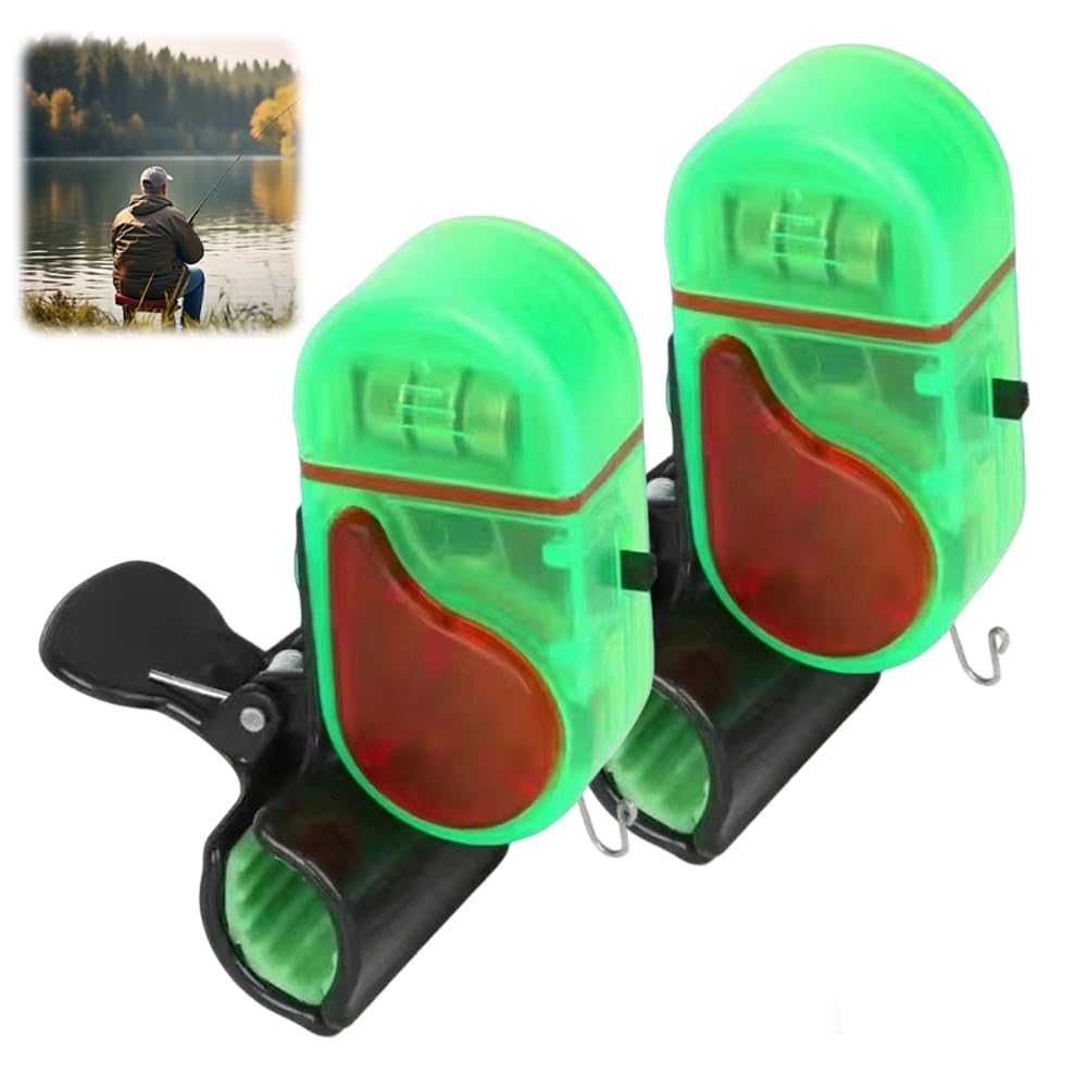 AXIZITECH 4 PCS Fishing Bite Alarm with LED Light, 2025 New Sensitive Smart Electronic Fishing Bells for Rods, Fish Bite Alarm Sound Alert Bell, Clip-On Electronic Fishing Alarms Bite Alarms for Fishing