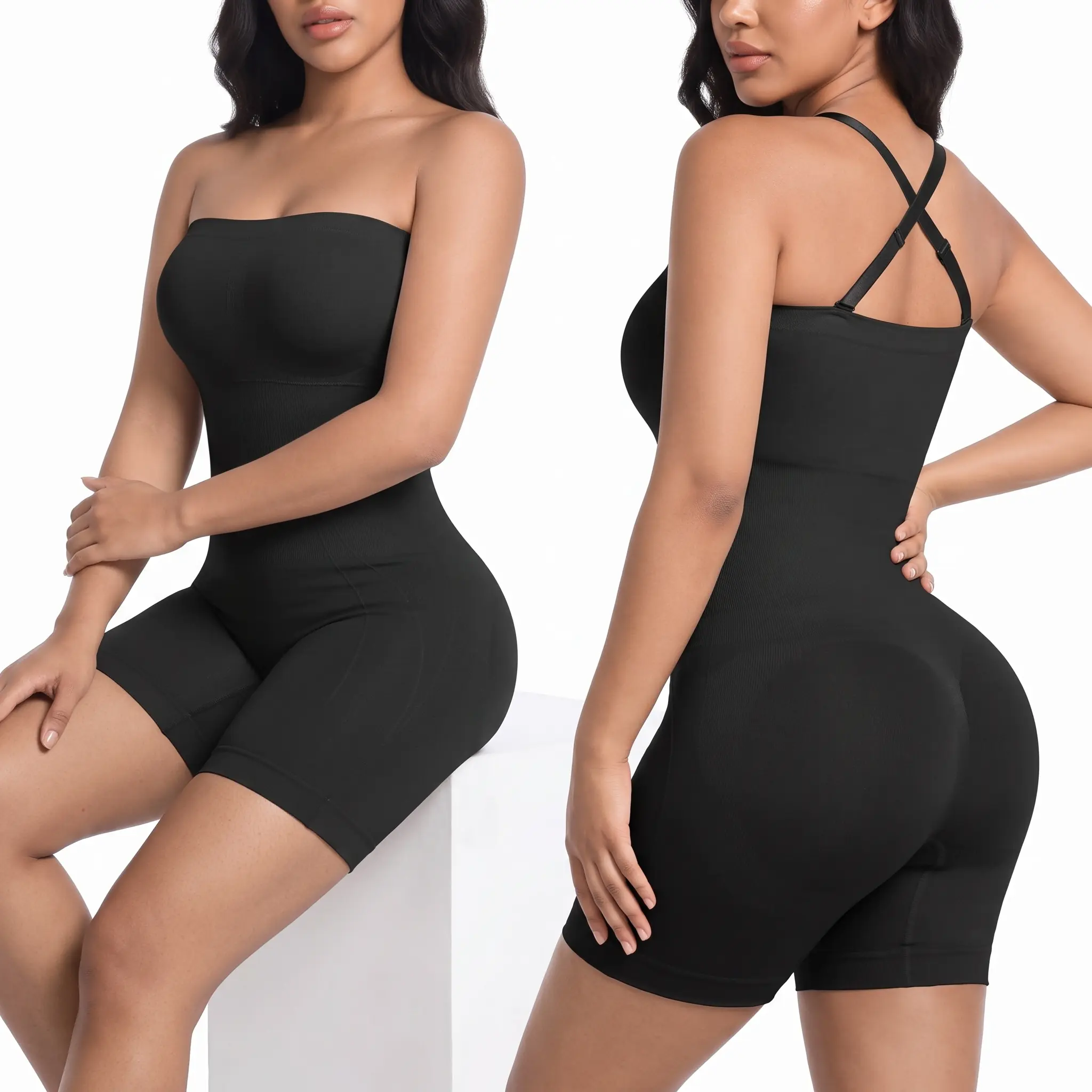 Seamless Sculpting Bodysuit Tummy Control Faja with Removable Straps