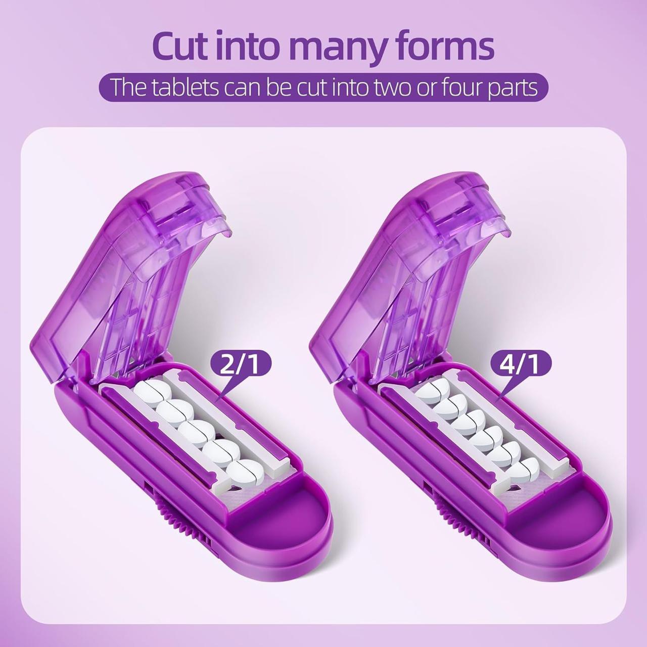 Portable Pill Cutter & Dispenser, 1 Count Adjustable Pill Cutter, Pill Storage Box, Vitamin Organizer, Supplement Organizer, Food Storage & Container for Small & Micro Pills