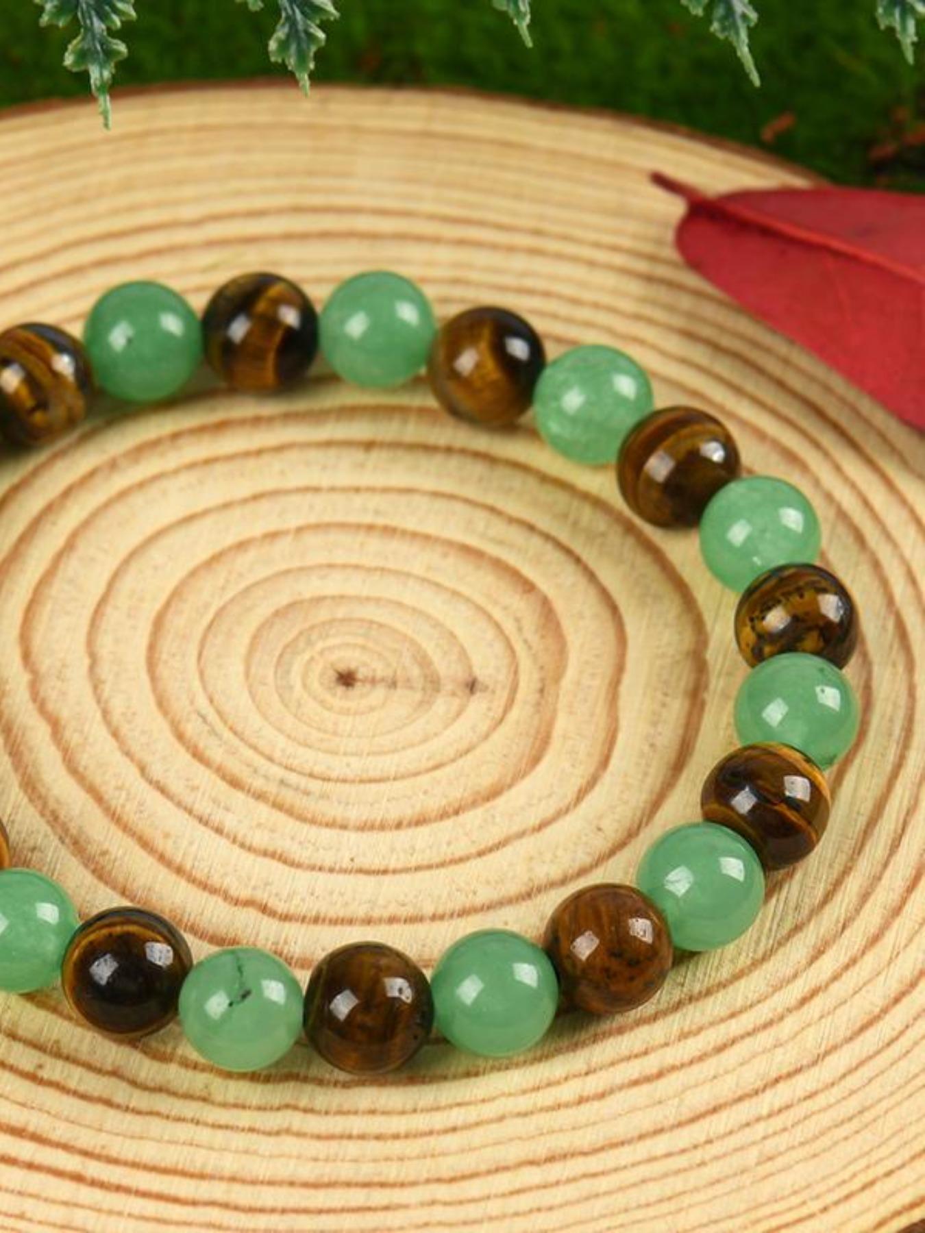 1pc Arpurraina Money Attraction Bracelet with Green Aventurine & Tiger Eye -    blue friendship bracelet beaded  jewelry protection bracelet encouragement gift fashion artificial bracelet  of  the  day Colorblock Beaded Crystal Bracelet