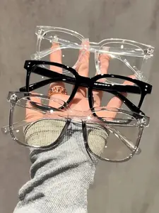 Unisex Square Frame Multifunctional Student Style Non-Precription Glasses, 3 Pairs, Face Shape Correction, Fashionable Design