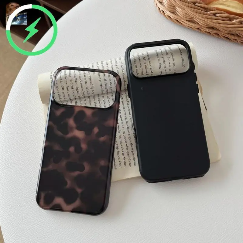 Magnetic Flush Mount Phone Case for iPhone 17 Pro Max - Preppy Amber Brown Leopard Tortoise Shell Women's Accessory, Shockproof TPU & Polycarbonate Protection Casing, Phone Accessories for Cellphones