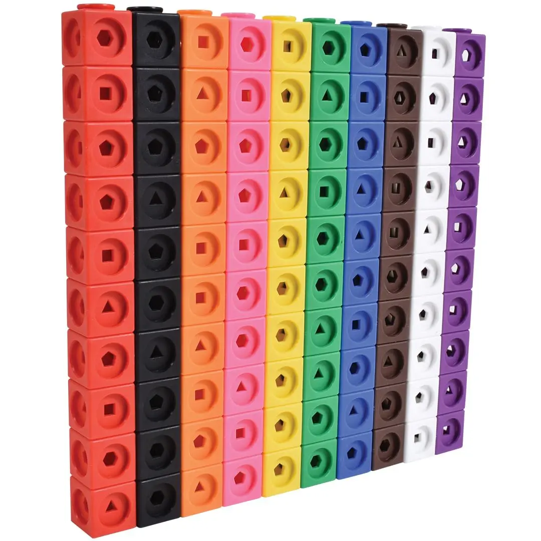 Math Cubes | Set of 100 Linking & Snap Cubes | Counting Blocks with 5 Shapes | Math Manipulatives for Preschool & Kindergarten | 10 Colorsfidget toys