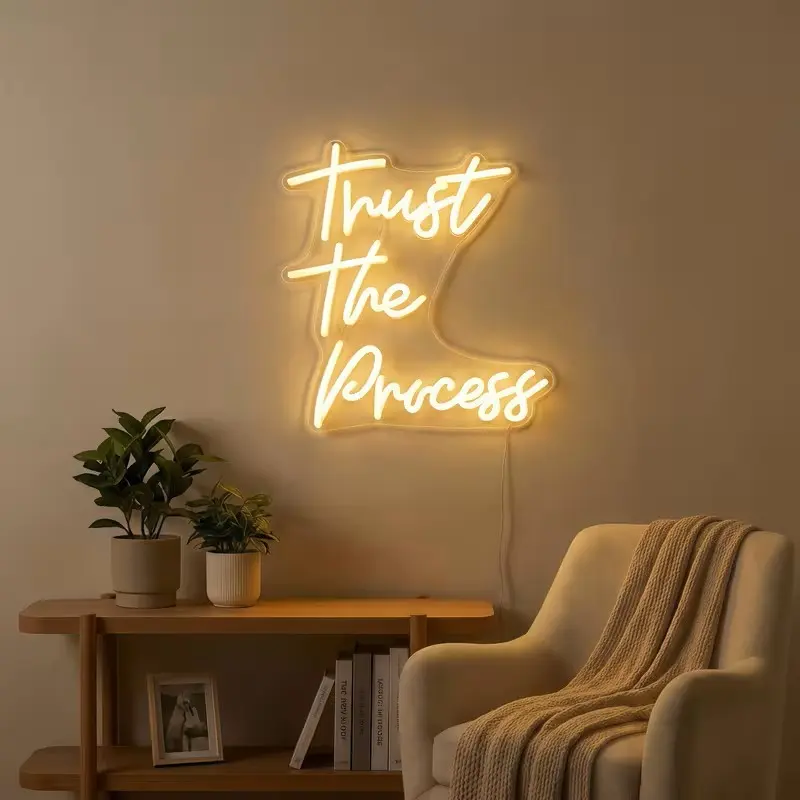Neon Light Decor, Home Decor Light, USB Powered Adjustable Lighting, Ideal for Bedroom Gym Classroom Back-To-School Season, Trust the Process Neon Lamp