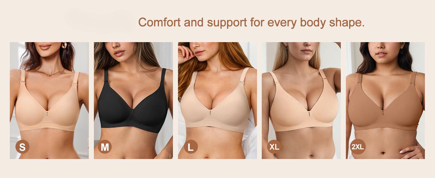 Wireless and Seamless Jelly Bra for Women - No Underwire Push Up Deep V Bras for Womens - Back Support Sports Bralette