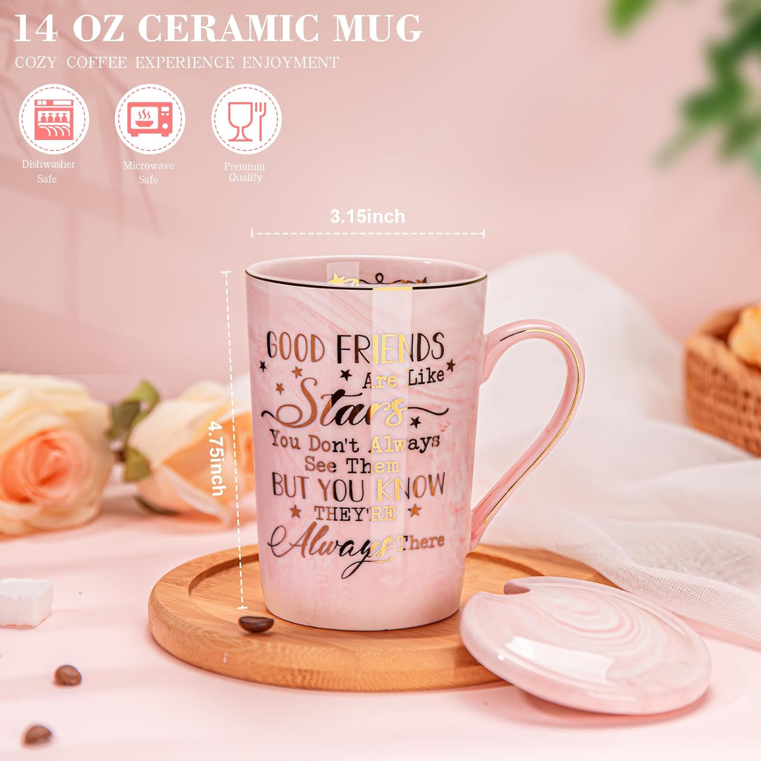 Friends, Friendship Gifts for Women Birthday Gifts for Women  Birthday Gifts Ideas for Her, Friends Female, Besties, BFF Ceramic Marble Coffee Mug  Box Printed  14 oz