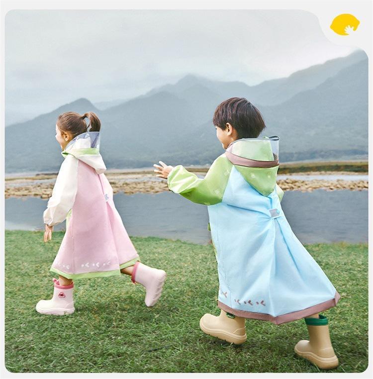 Korean Cute Kids Raincoat Waterproof Children Animal Style Rain Poncho Rain Coat Jacket With Backpack Position Student RainWear