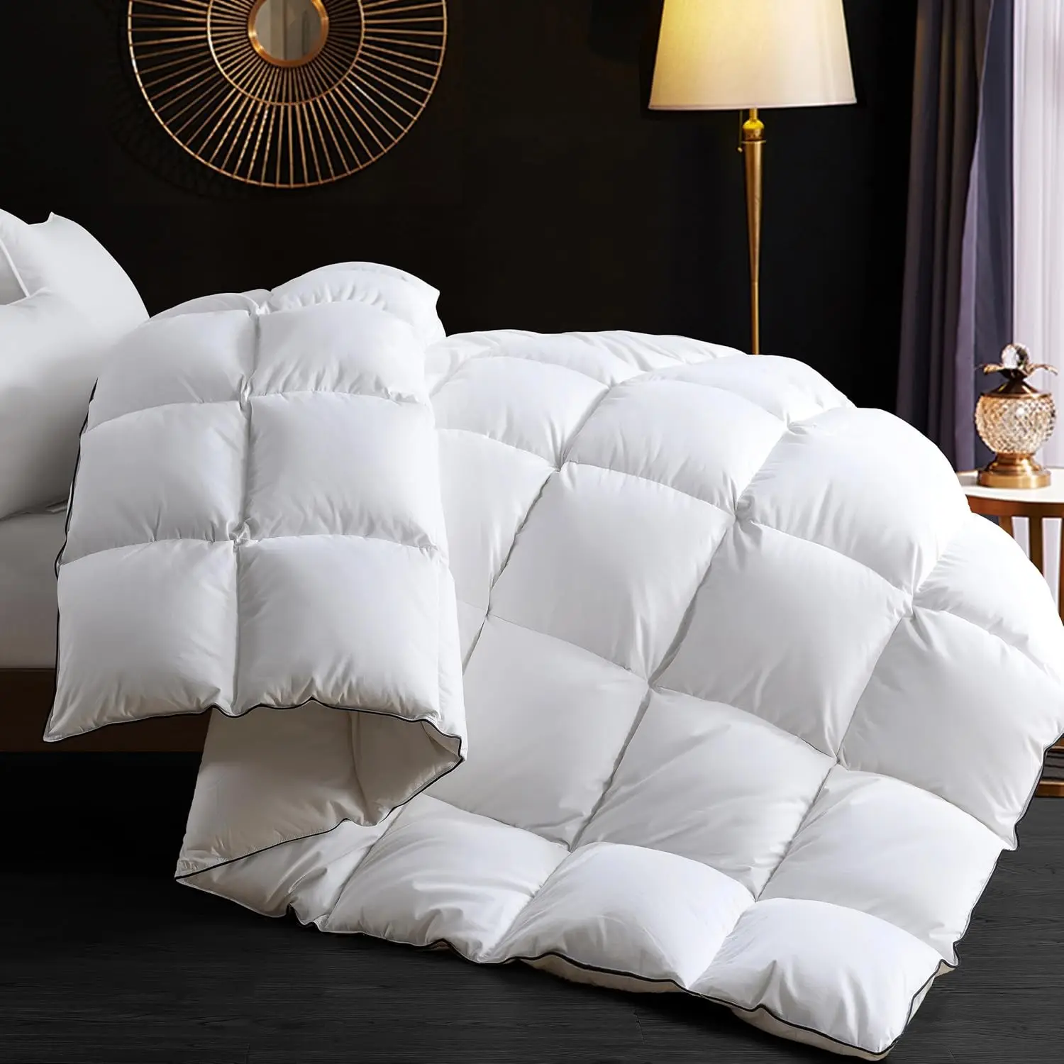 King Size Down Duvet Insert - All Season Cool Touch for Hot Sleepers, Premium 100% Cotton Shell Hotel Quality, White 106 x 90 Inch