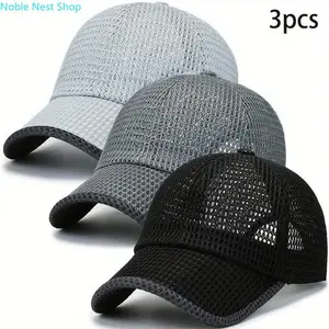 3-Pack Men’s Breathable Mesh Duckbill Baseball Caps, Ventilated Summer Sports Hats, Lightweight Outdoor Headwear for Gym, Running, Camping & Ideal Father’s Day Gift