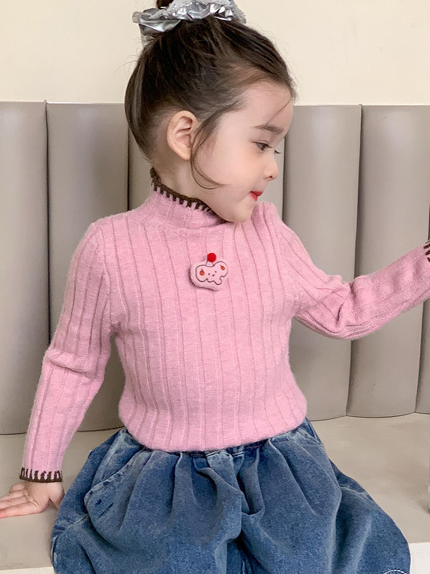 Girls' Thickened Turtleneck Sweater - Slim Fit Winter Warm Base Layer, Cute Solid Color Sweaters for Uniforms & Layering, Hand Washable Cold Weather Sweating Less for (for easy Outfits)