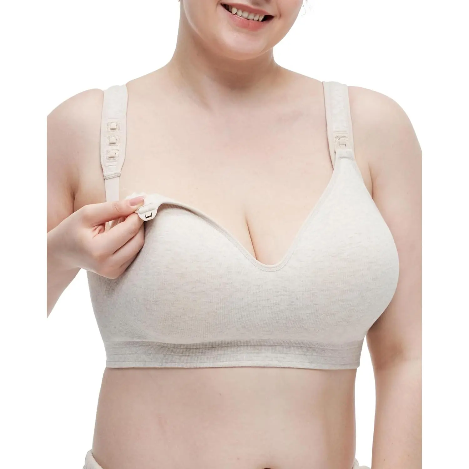Busty Nursing Bras, U.S.Cotton Fixed Padded Maternity Bra, Full Coverage Adjustable