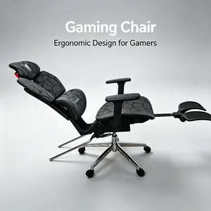 An ergonomic gaming chair ideal for live streaming and office work, featuring a stable base that supports reclining flat for midday naps.It offers 360-degree rotation, height adjustment, and a high backrest design, and comes equipped with breathable mesh