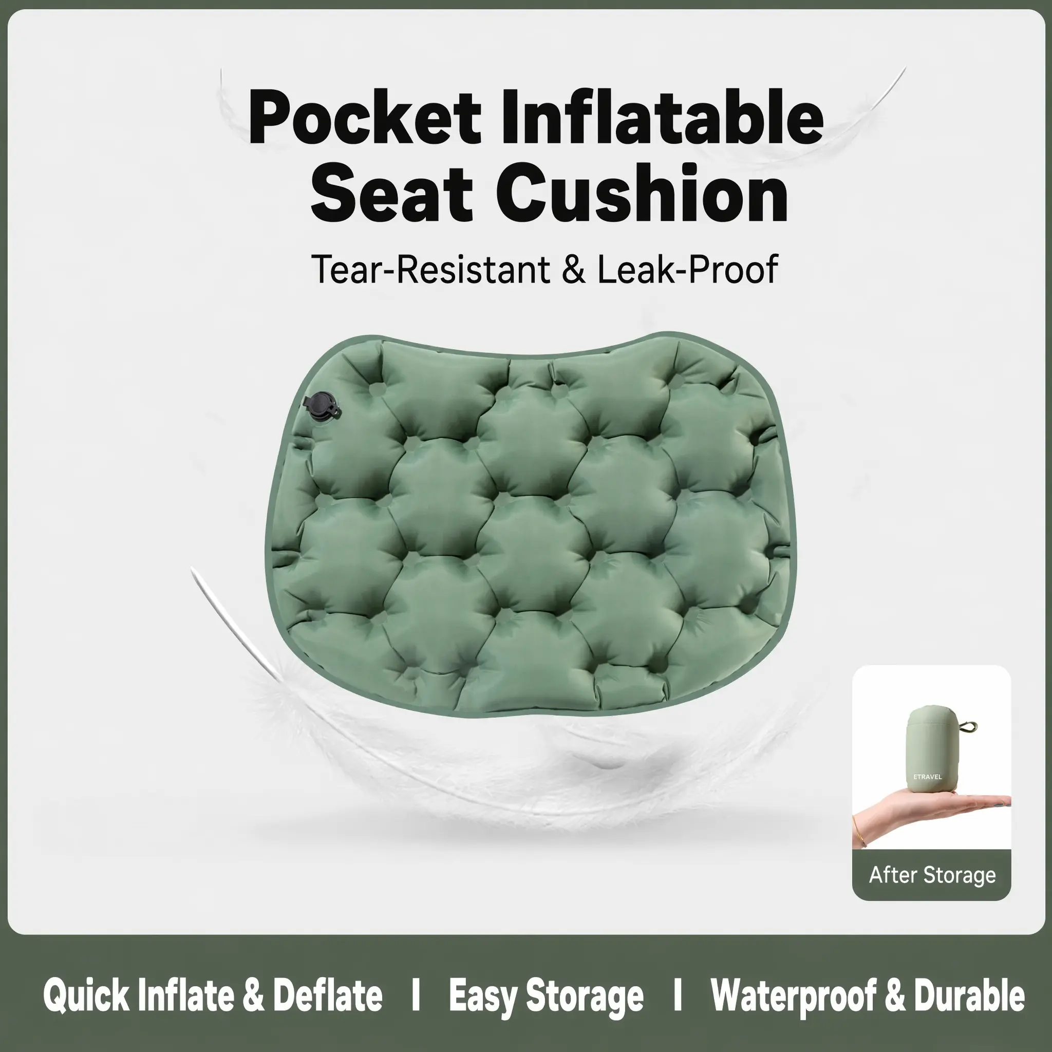 Portable Inflatable Seat Pad with Storage Box and Pump, Durable and Easy to Carry, Ideal for Outdoor Activities Like Hiking and Camping