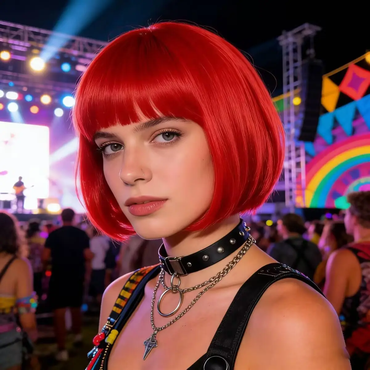 Bangs Short Hair Wig, Polyester Material, Party Accessory, Adult Hairstyle, Independent Packaging, Enhances Event Atmosphere