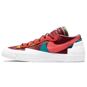 KAWS x Nike Blazer Team Red Deconstructed Low-Top Sneakers Unisex Burgundy Verifiable, with credentials and supporting global authentication