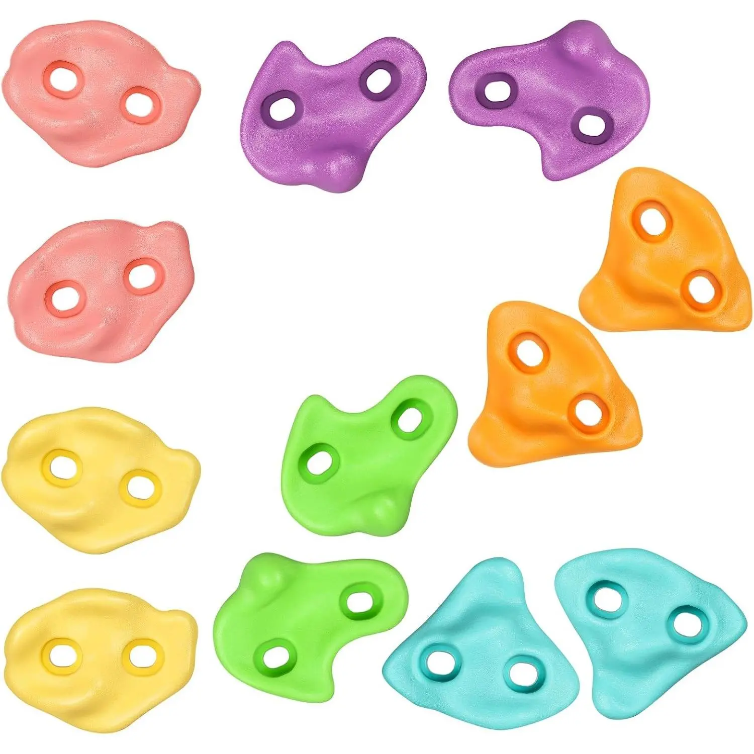 12PCS Climbing Holds for Kids, Rock Wall Climbing Kit with Hardware for Indoor and Outdoor Climbing Wall, Pastel Color