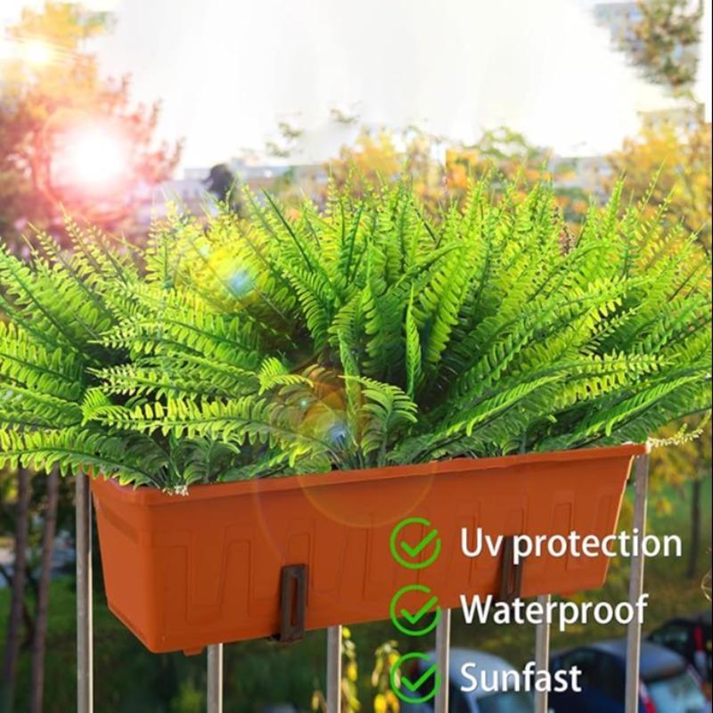 Artificial Boston Fern, 12 Bundles Fake Boston Fern Greenery, Outdoor UV Resistant No Fade Faux Plastic Artificial Hanging Plant, Decorative Garden Porch Window Box Decorations, Artificial Ferns, Artificial Plants