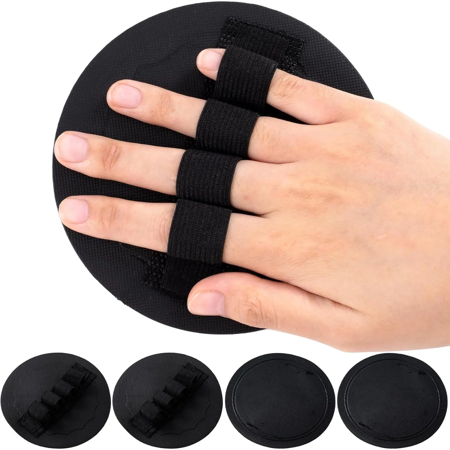 4 Pcs Round Exfoliating Gloves, Silicone Exfoliating Mitt, Dead Skin Scrubber, Painless Body Exfoliator Scrubber Shower Spa (Black)