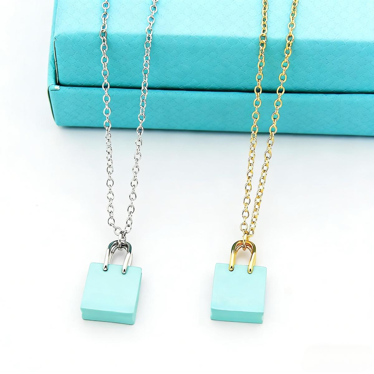 T's Blue Women's Handbag Pendant Necklace Simple and Versatile Perfect Gift