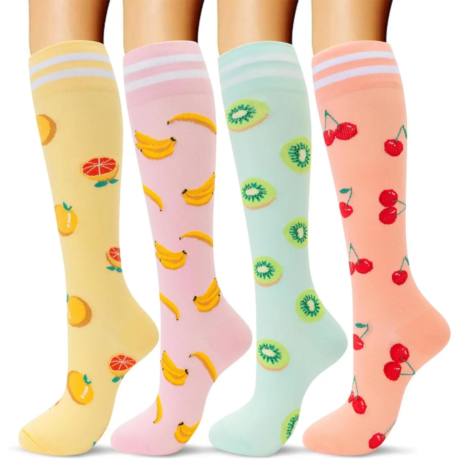 fenglaoda Compression Socks Women Men 4 Pairs, Knee High Support Socks  Running, Sports, Travel, Flight, Nurse