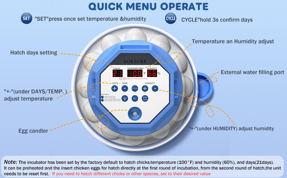 Automatic Egg Incubator For 12-24 Eggs, With Temperature & Humidity Control, Auto Egg Turning, 360 °   View Window For Chicken/Duck/Quail/Turkey Eggs (Built-In Candler & Quiet Design)