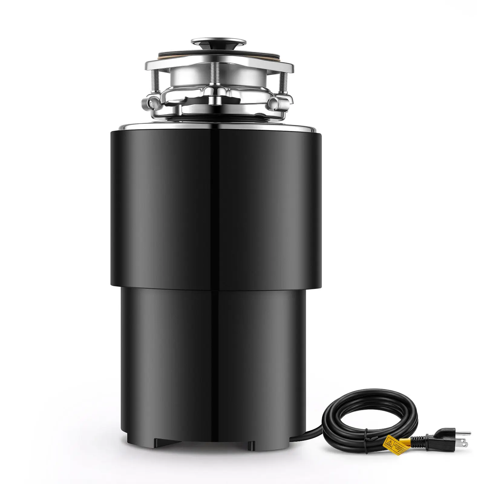 VEVOR 3/4 HP AC Motor Continuous Feed Food Waste Garbage Disposal, 1500 RPM Kitchen Sink Disposer with 3-Bolt Mount ABS+Stainless Grinding System, Drain Stopper, Hex Wrench, Elbow, Splash Guard, Power Cord, 17.64 lbs for Home Kitchens