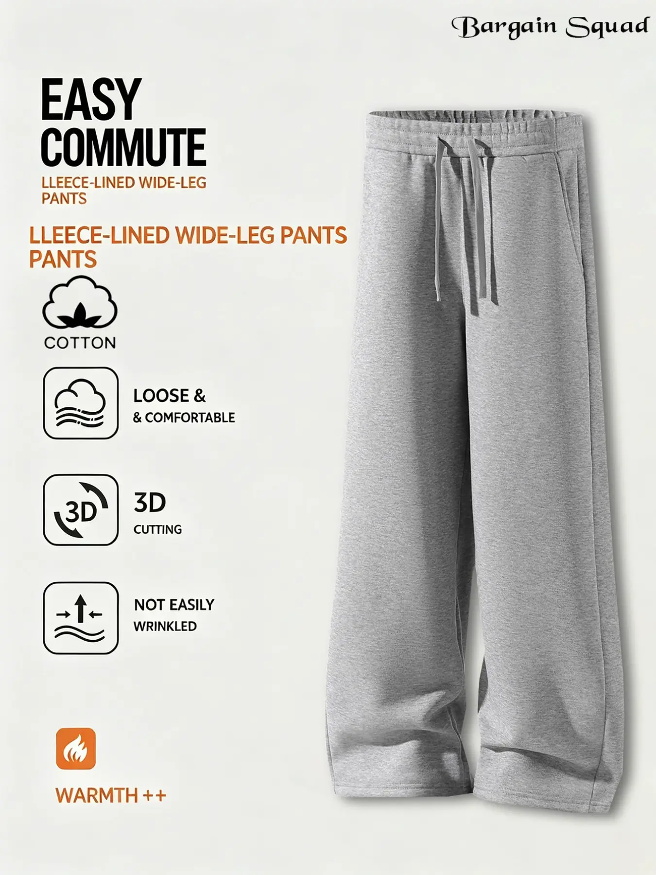 Men's Fleece Lined Wide Leg Cotton Sport Pants, Drawstring Casual Joggers, Daily Commute, Winter Leisure, Outdoor, Home Wear, Skate Street Style, Wide Leg Sweatpants