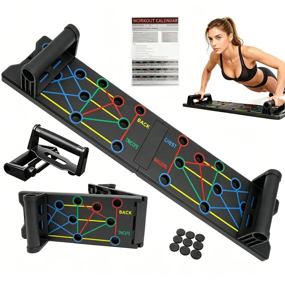 Push Up Board Multifunctional Ergonomic Training Station, Anti-Slip Foam Pads, Compact Equipment for Indoor Daily Chest Workouts