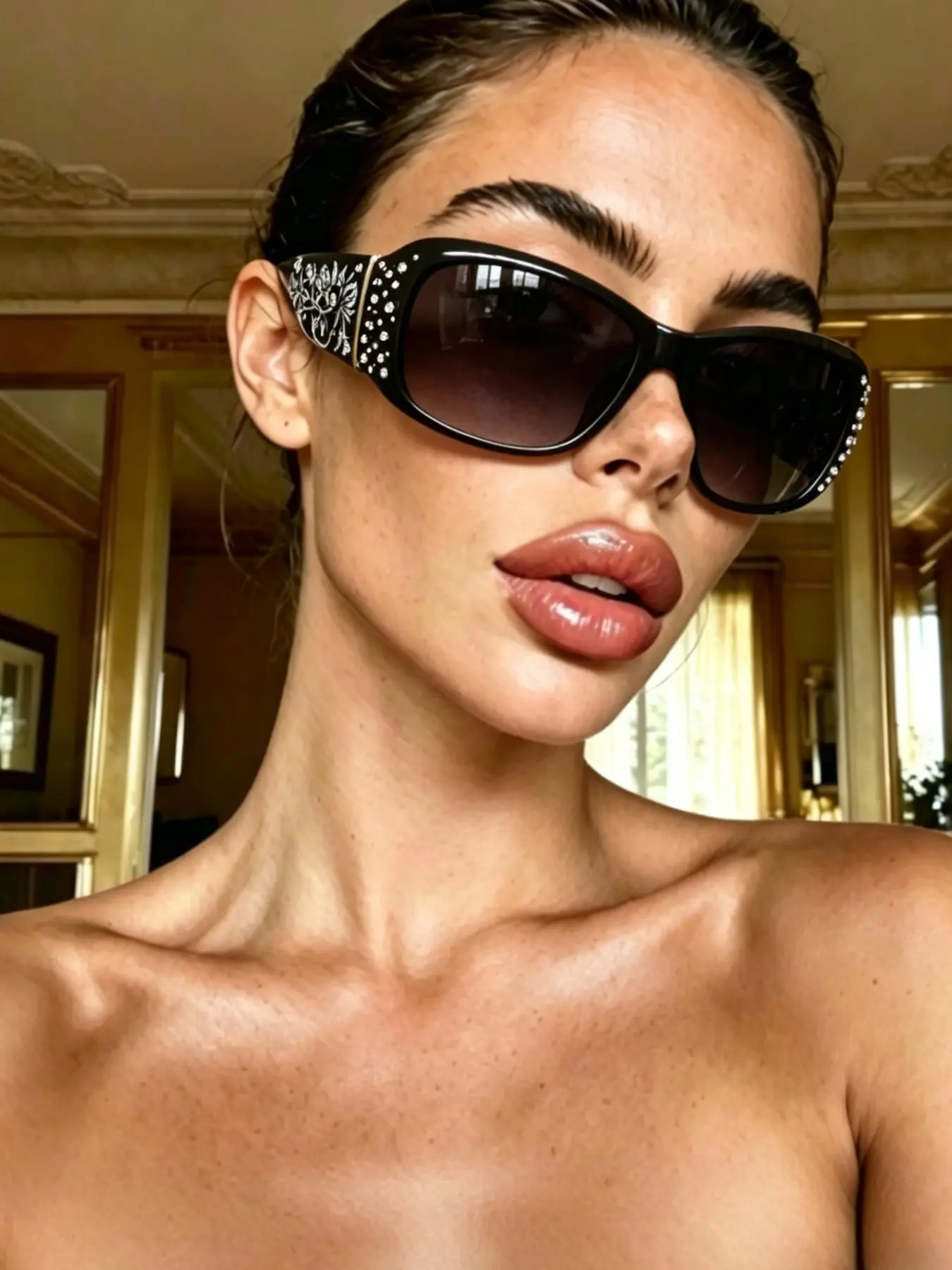 Vintage Rhinestone Floral Decor Sunglasses, Chic Sunglasses, Trendy Fashion Pilot Sunglasses Classic, UV Protection Summer Gift Women's Must-Have, TikTok Shop Hot Selling, Cross-Border E-Commerce Bestseller, Daily Practical Item, Perfect for Gifting