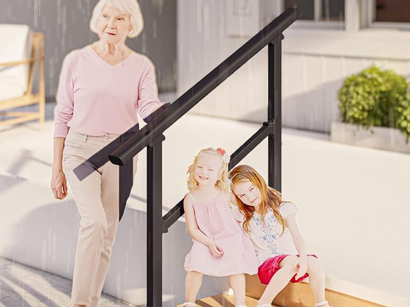 Hand Rails for Steps,Handrail & Indoor Railing Kit,Railings for Steps for Fence & Steps (1, Black-with Balusters, 2 Step) Hand Rails for Steps,Handrail & Indoor Railing Kit,Railings for Steps for Fence & Steps (1, Black-with Balusters, 2 Step)