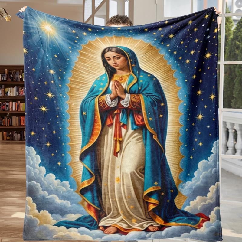 Surprise Virgin Mary Blanket, Soft Warm Throw, Virgin Mary Flannel Throw Blanket Snug Cozy Touch Super Soft Neutral Color