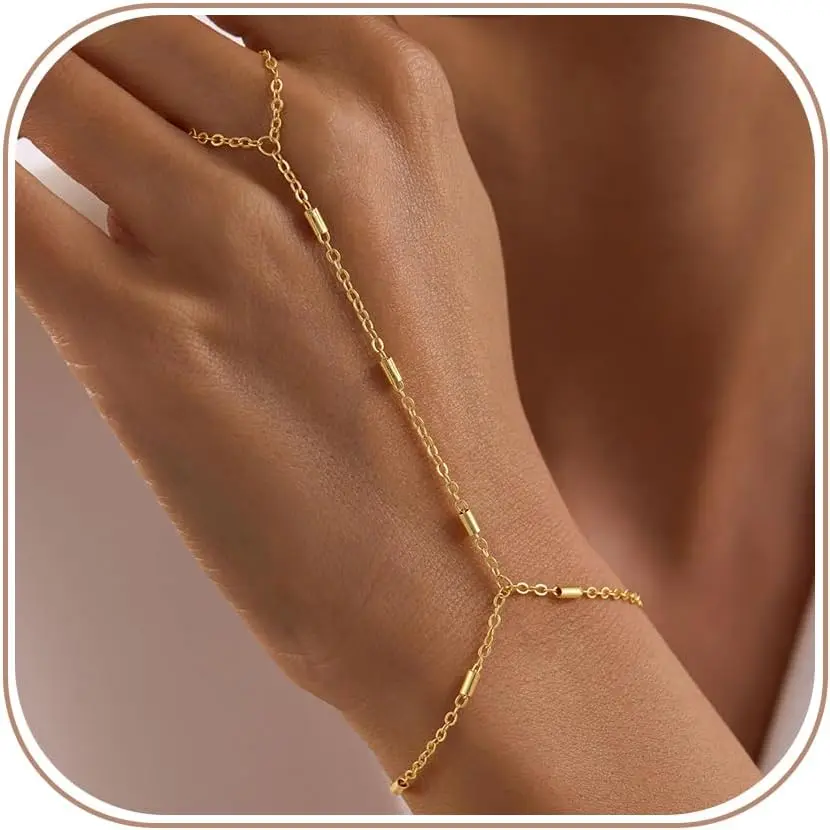 Hand Chain Bracelets for Women - Ring Bracelet Hand Chain Finger Bracelets Stack   Gifts for Women