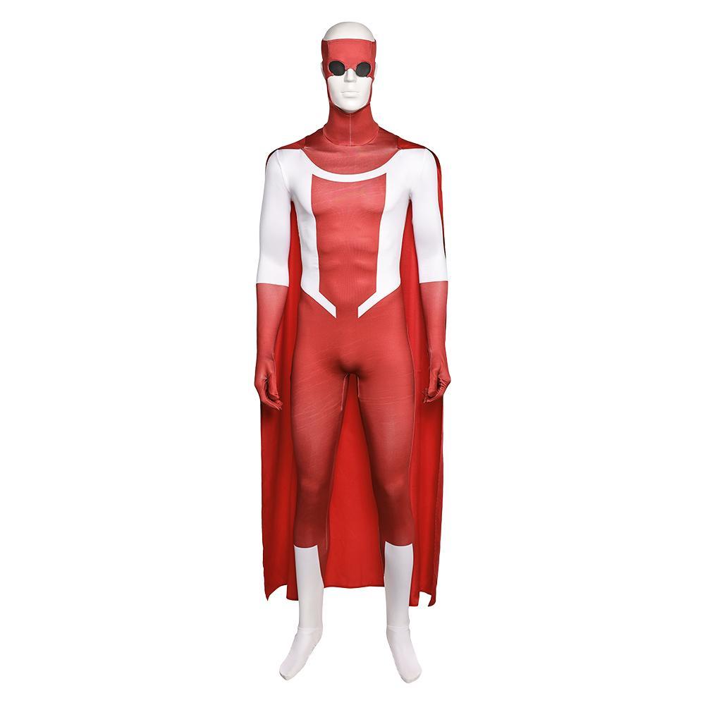 Cartoon Invincible Mark Grayson Cosplay Jumpsuit Costume Season 3 Fantasia Cloak Men Red Suits Halloween Carnival Party Clothing