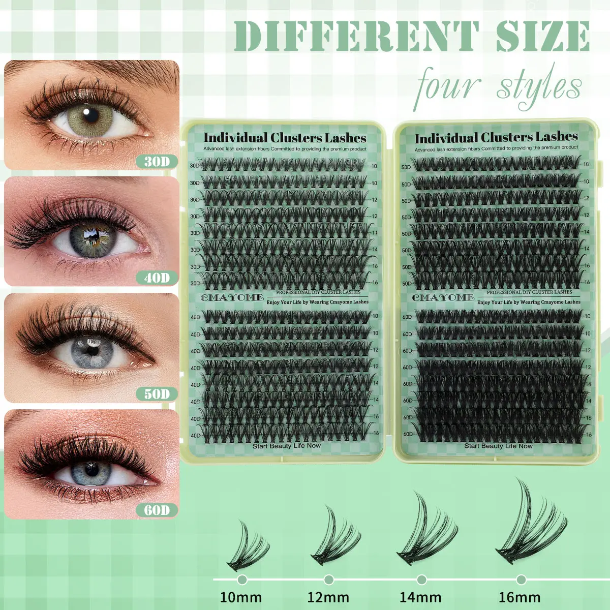 CMAYOME 640 PCS DIY Cluster Volume False Eyelashes Kit - 10-12mm Soft Long-Lasting Glue-Free Natural Look Lashes for Beginners, Easy At-Home Application [No Bond, Seal, Remover] (False Eyelashes & Adhesives), Cluster Volume Lashes False Eyelashes & Adhesi