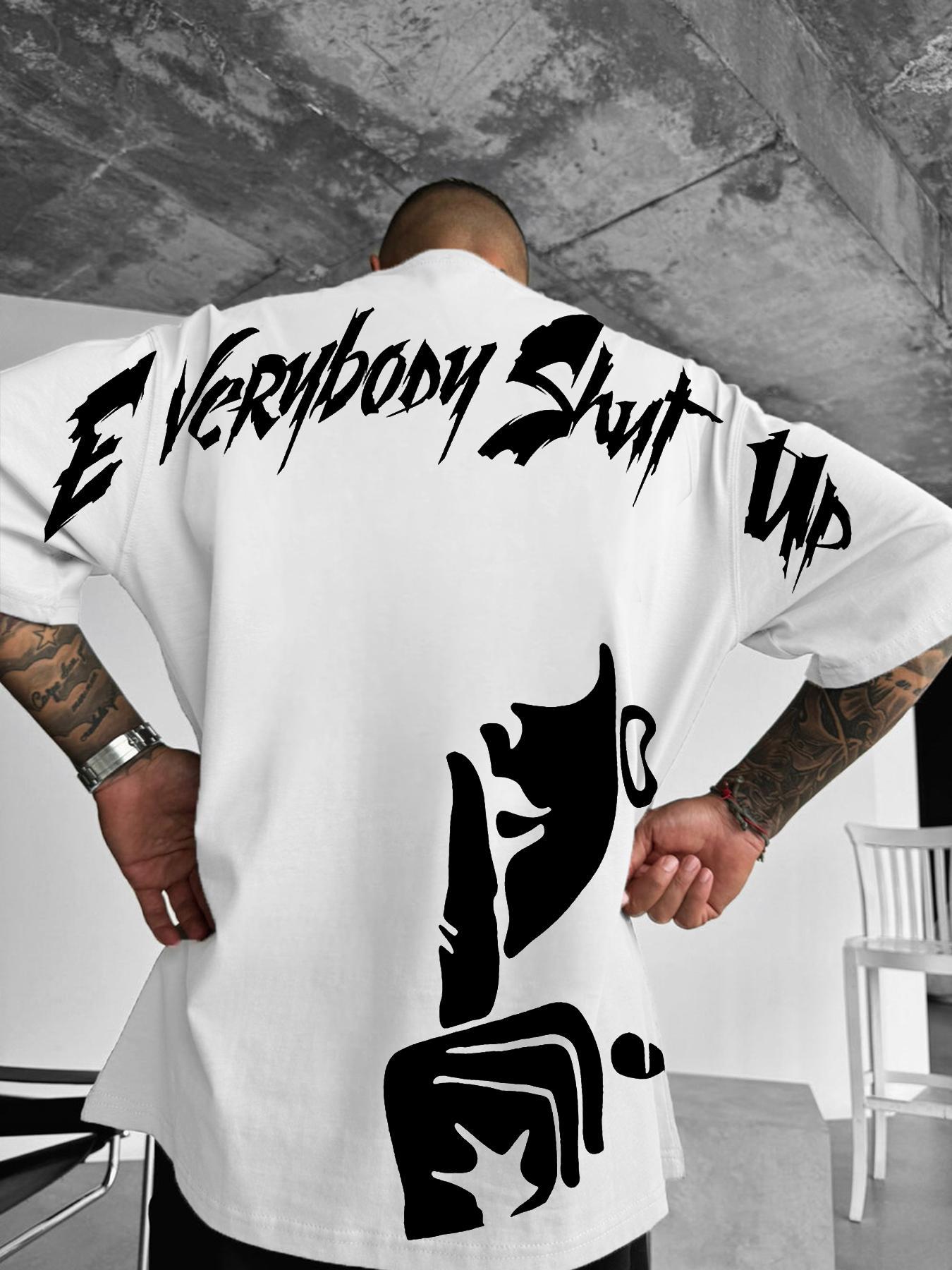 Men's Letter & Figure Print Drop Shoulder Tee, Loose Casual Streetwear Street Fashion Soft Comfy Round Neck Short Sleeve T-shirt for Daily Wear, Men's Clothes for All Seasons, Casual Streetwear Top