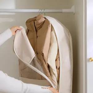 No-Vacuum Compression Hanging Garment Bag Dust Cover for Down Jacket & Suit