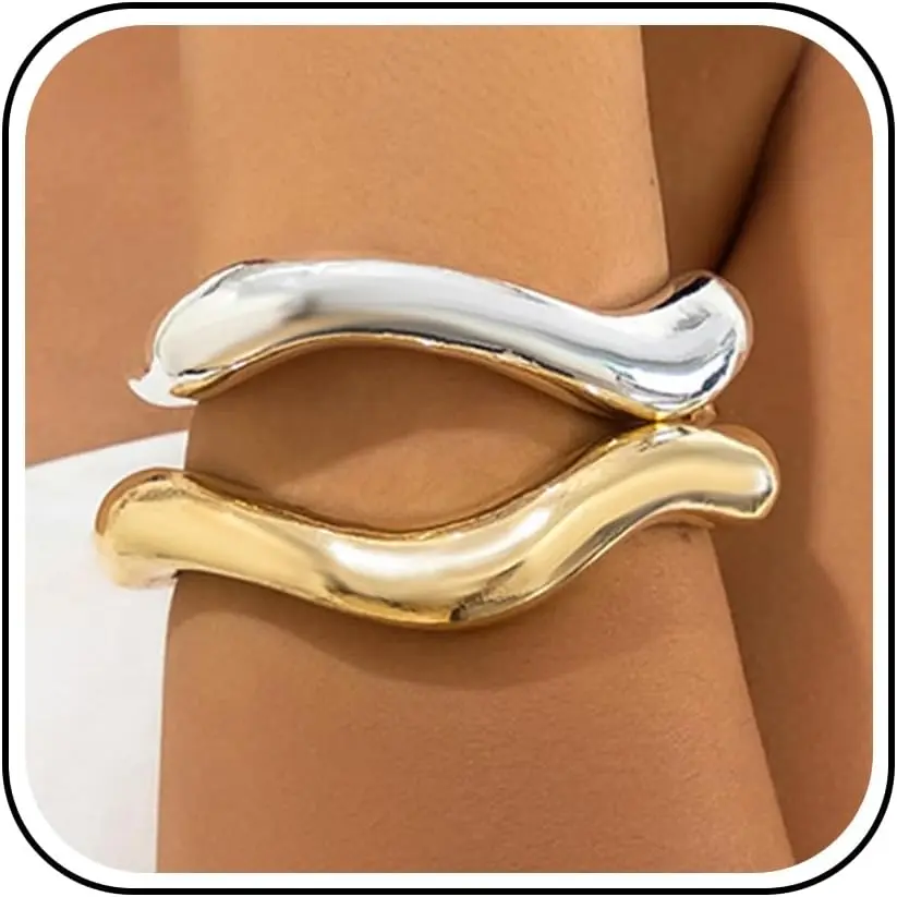 Chunky  Bangles for Women Non Tarnish Chunky Wide Cuff Bracelets  Cuff Bangle Bracelet Trendy Statement Minimalist  Gifts