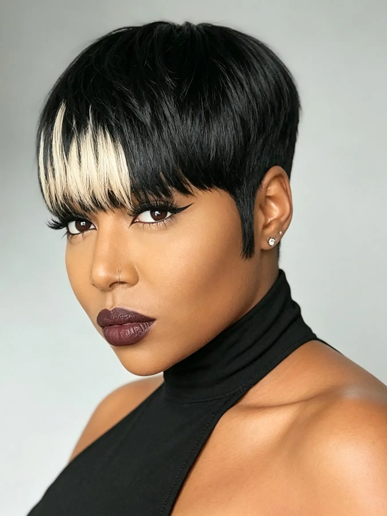 1B/613 Pixie Cut Human Hair Wigs For Women, Full Machine Made Short Pixie Wig, Natural Looking Daily Wear