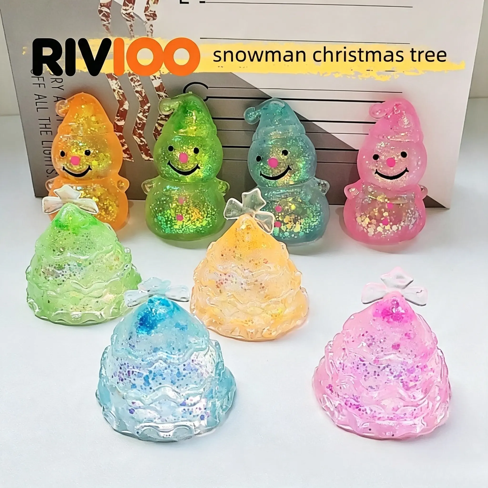 RIVIOO Cross-Border New Indoor Leisure Relax Equipment, Snowman Pinch Decompression Vent Toy, Soft Squeeze Stress Relief Toy, Home Desktop Christmas Tree Decorations Xmas Holiday Gift