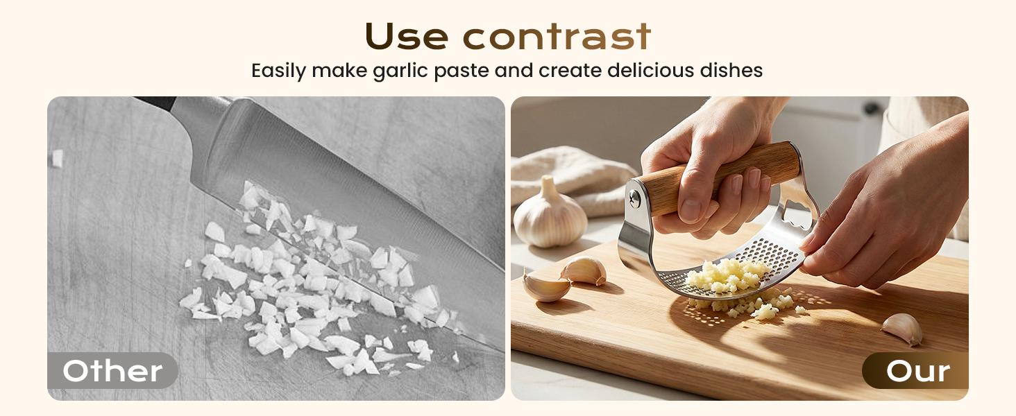 Upgraded Garlic Press Rocker, Manual Garlic Presser with Peeler, Wide Handle Garlic Chopper Grinder for Home Kitchen Gadgets Tools (1PC)