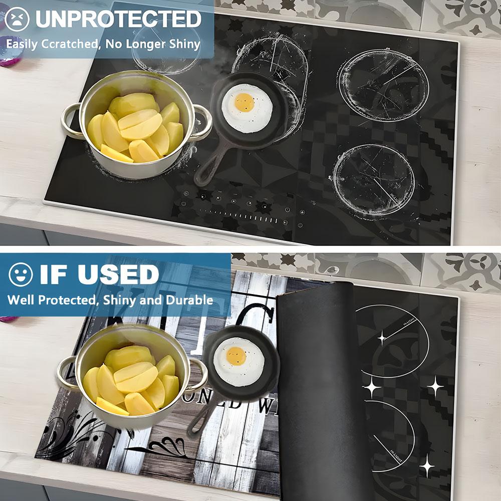 Kitchen Pattern Gas Stove Cooktop Panel Protector Cover Mat, 1 Count Soft Scratch Resistant Easy To Clean Stove Top Protectors, Multipurpose Cooktop Cover Home