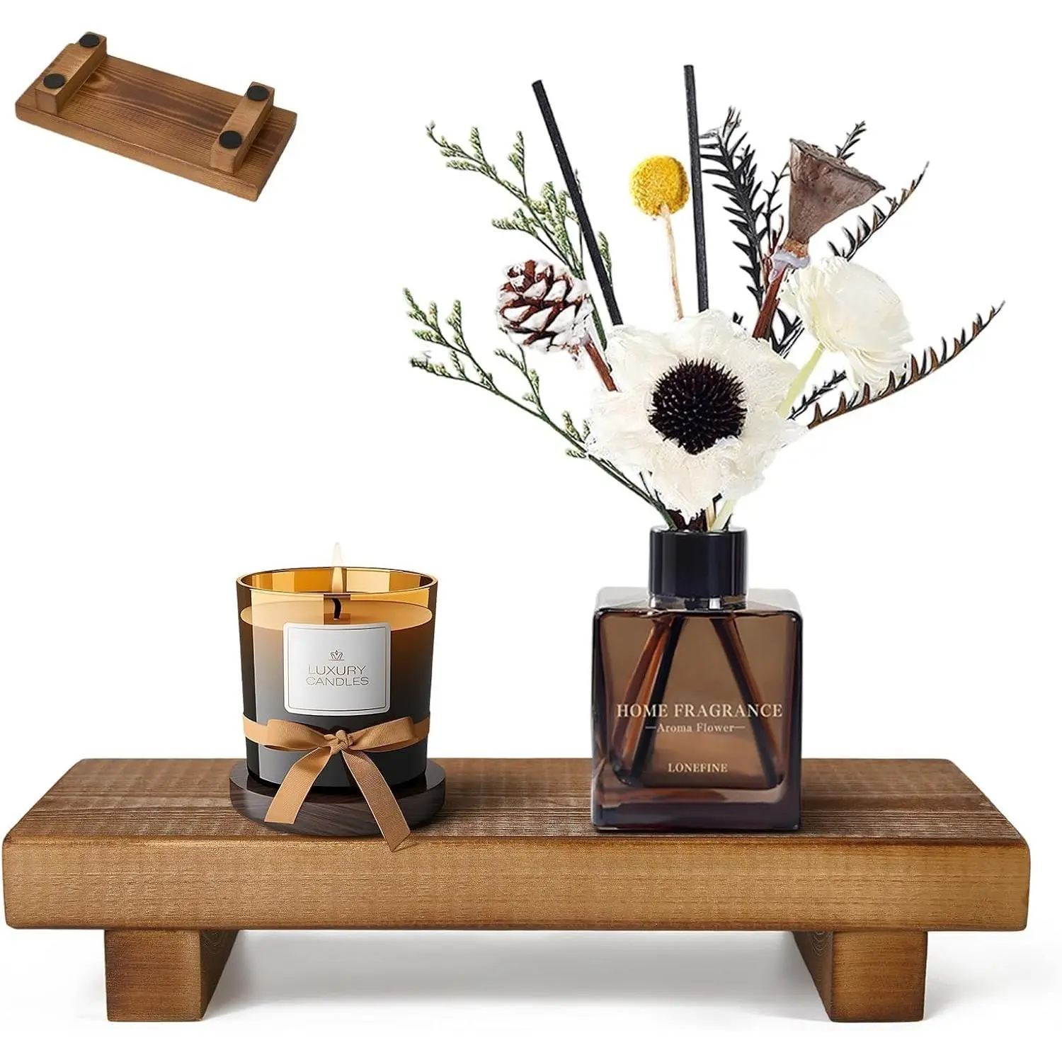 Solid  Display Riser,  Stand for Bathroom & Kitchen | Handcrafted solid  display riser that elevates bathroom, kitchen and coffee bar décor with timeless  style.