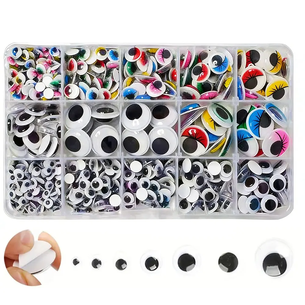 800pcs Self-Adhesive Moving Eyes with Lashes, and Moveable Eyeballs, Round Plastic Eye Stickers for DIY Crafts Decoration